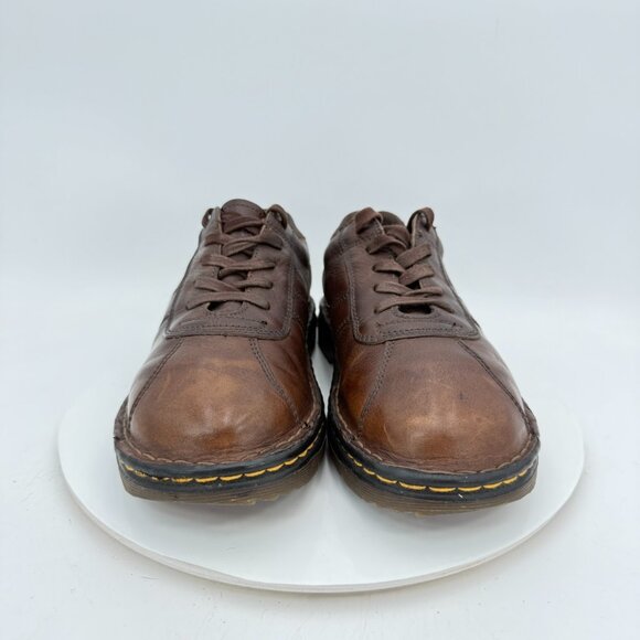 Dr Martens Men Size 9 Brown Leather Low Lace Up Air Cushioned Sole Shoes - Picture 2 of 12